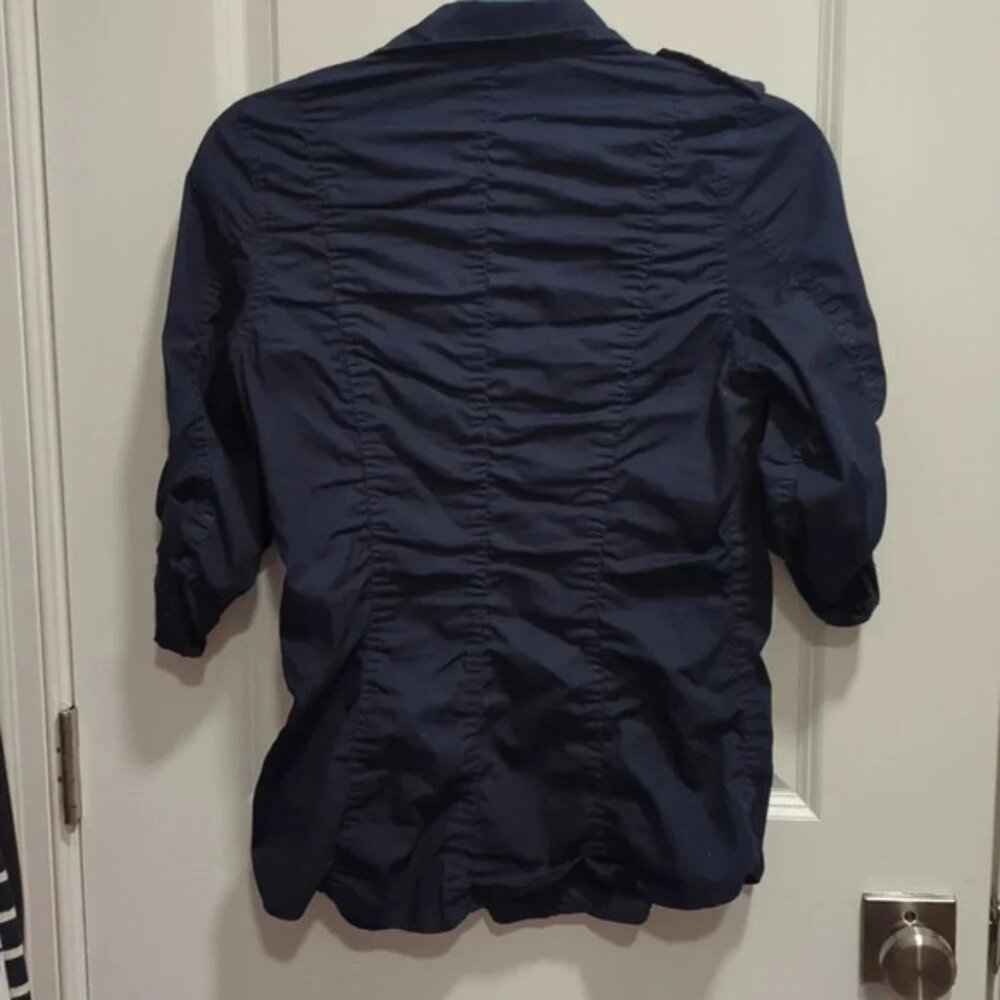 Navy Button-Down Ruched Shirt by Express - Picture 4 of 4